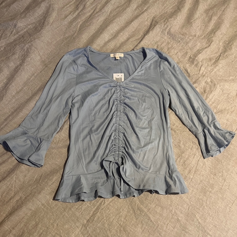 Ultra Flirt Blue 3/4 Sleeve Top